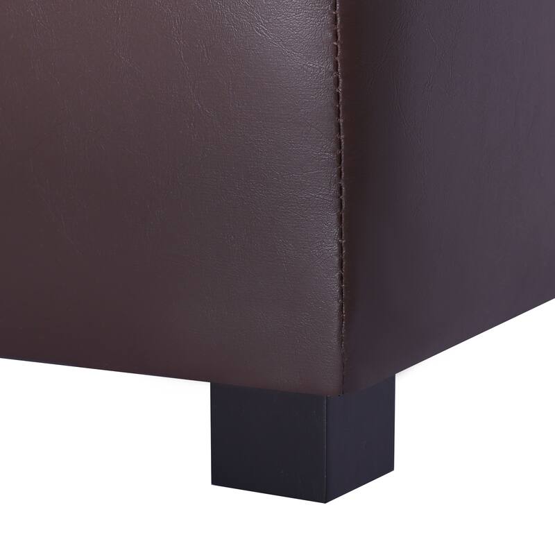 Adeco Square Tufted Storage Ottoman with Hidden Space