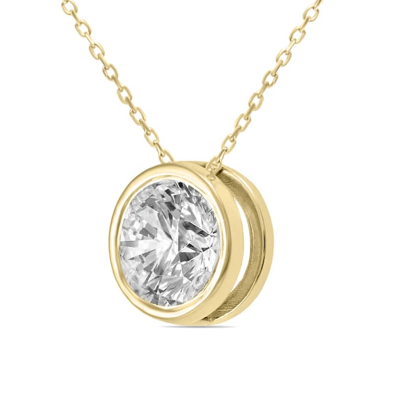 Marquee Certified 3/4 Carat Diamond Bezel Pendant in 14K Yellow Gold