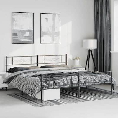 vidaXL 12 Inches Black California King Metal Bed Frame No Mattress