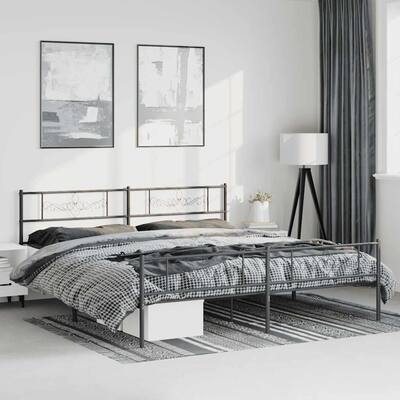 vidaXL 12 Inches Black King Size Metal Bed Frame No Mattress