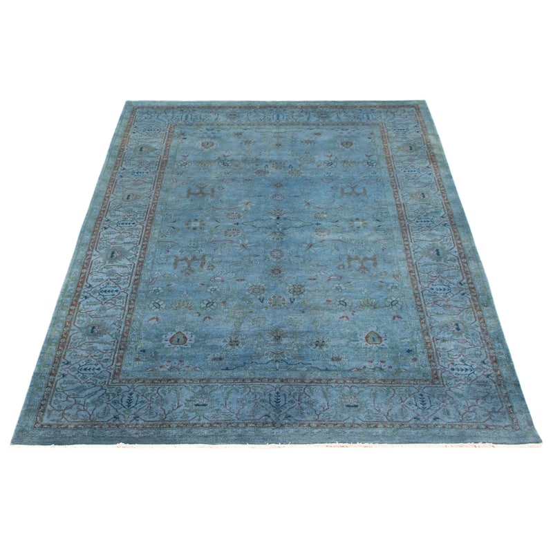 ECARPETGALLERY Hand-knotted Vibrance Turquoise Wool Rug - 6'0 x 9'0
