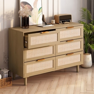 Rattan 6 Drawers Rattan Dresser - Bed Bath & Beyond - 37097660