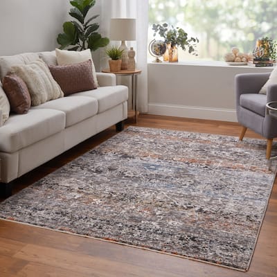 Grand Bazaar Ennis Machine Made Distressed Transitional Area Rug