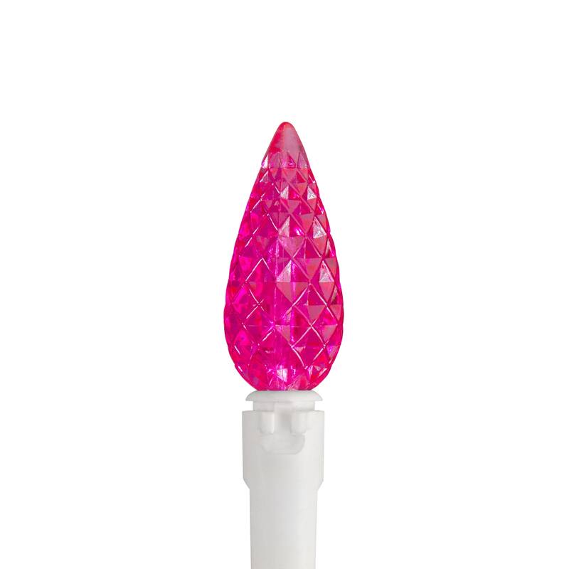 LED C6 Faceted Christmas Lights - Pink - 22.5' White Wire - 70ct