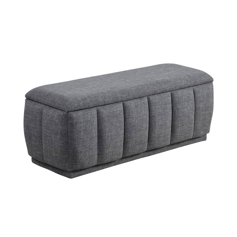 Odessa 47" Textured Lift Top Storage Bench - Foam Cushioned Seat - Grey