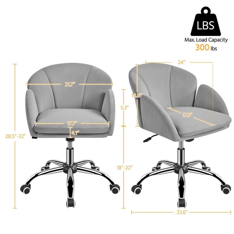 Yaheetech Modern Swivel Rolling Desk Chair Makeup Vanity Chair for Home Office