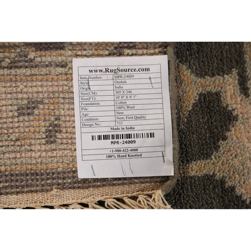 Grey Floral Oushak Indian Area Rug Handmade Wool Carpet - 8'1"x 10'0"