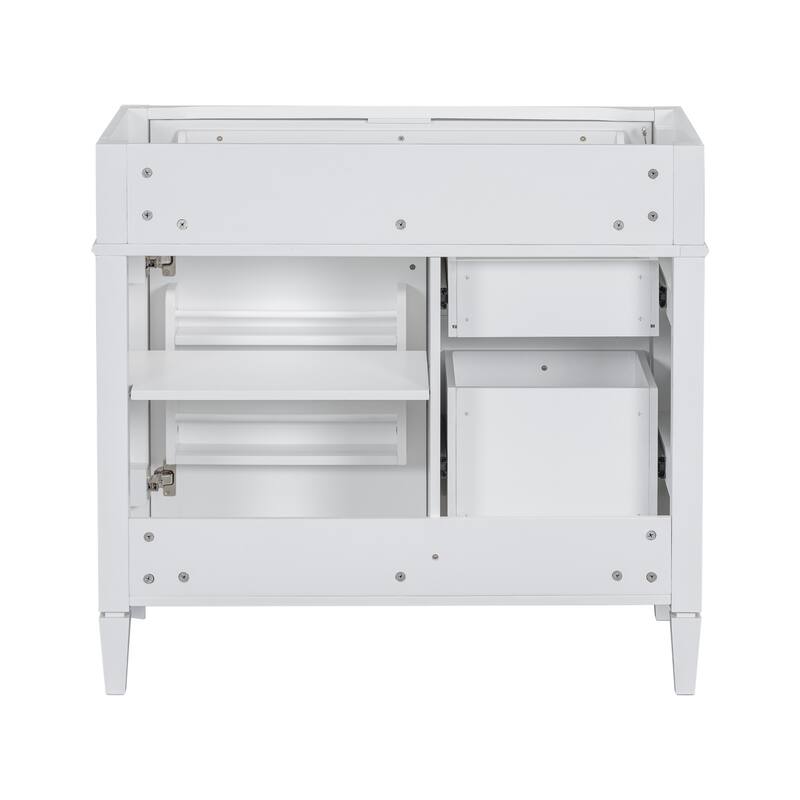 Bathroom Storage Vanity with 2 Drawers and a Tip-out Drawer - White - without Sink