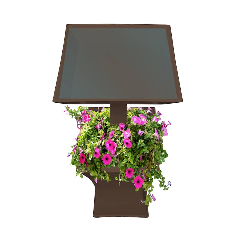 Modern Square Cast Aluminum Metal 40-in Bird Bath and Planter Vase Combo