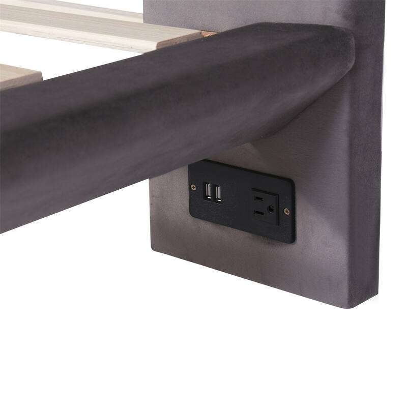Queen Size Upholstered Platform Bed with Sensor Light and Backrests