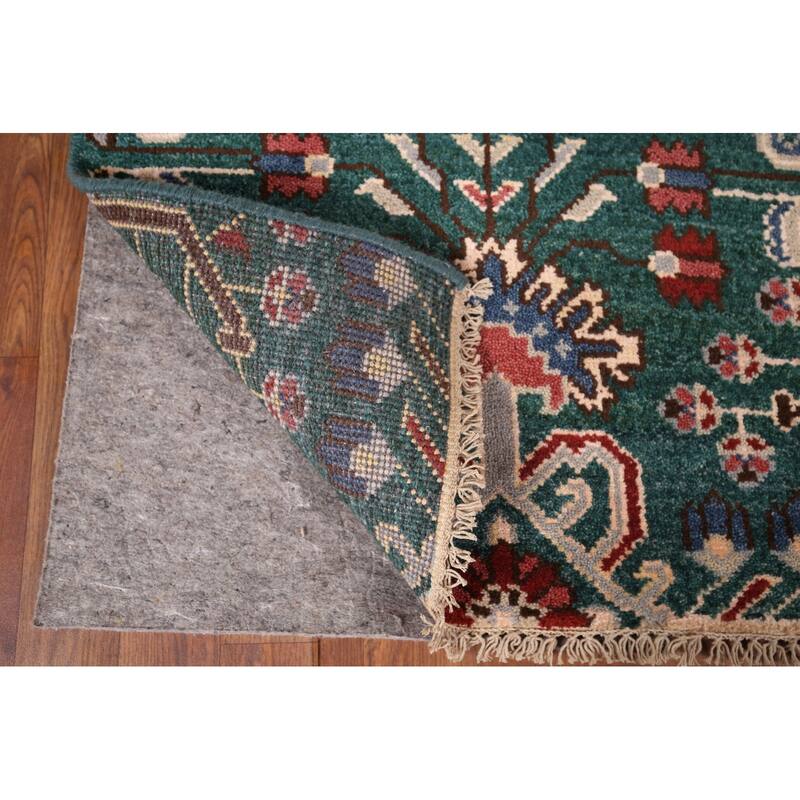 All-Over Green Kazak Oriental Runner Rug Handmade Wool Carpet - 2'6"x 9'11"