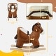 preview thumbnail 4 of 7, Qaba Baby Rocking Horse, Plush Animal Rocker with Sound, Wooden Base, & Safety Belt for Ages 18-36 Months, Brown