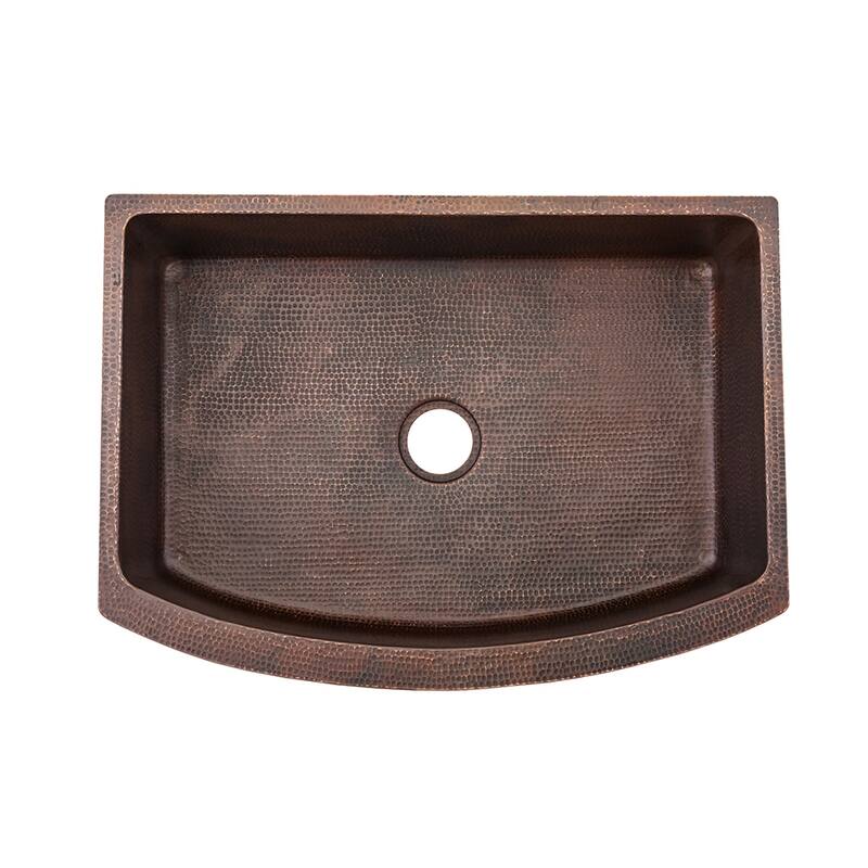 33-in Hammered Copper Kitchen Rounded Apron Single Basin Sink with Matching Drain and Accessories (KSP3_KASRDB33249)