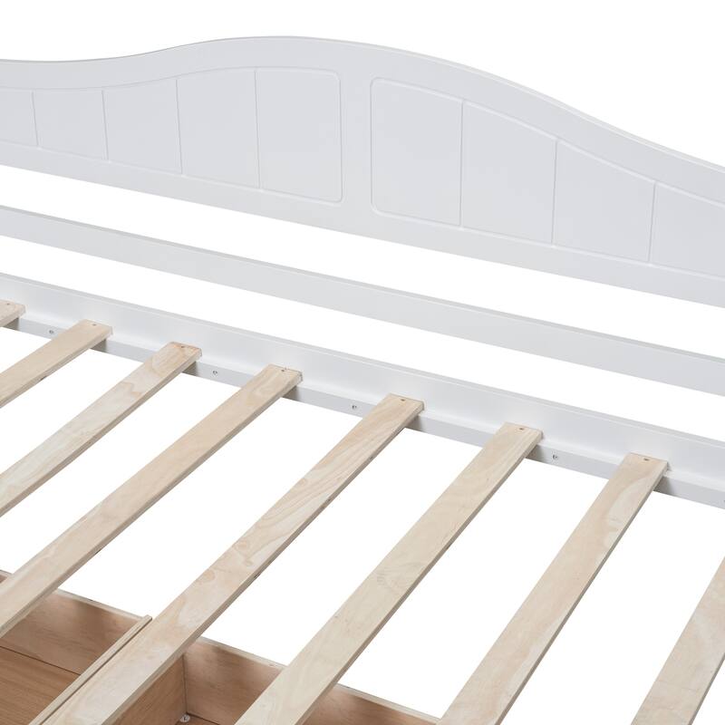 Twin Size Wood Canopy Day Bed with 2 Drawers
