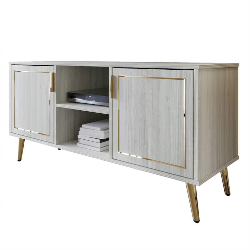 CraftPorch Elegant Modern Gold Metal Legs TV Stand Console