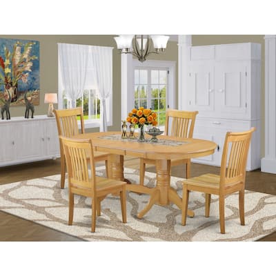 Mid-Century Dining Set - 5 Piece Table & Chair Set - Oak Finish - Modern Kitchen Furniture
