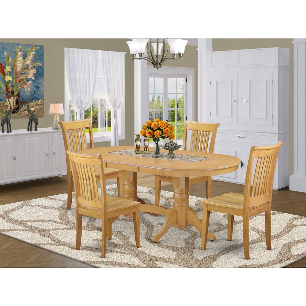 Mid-Century Dining Set - 5 Piece Table & Chair Set - Oak Finish - Modern Kitchen Furniture