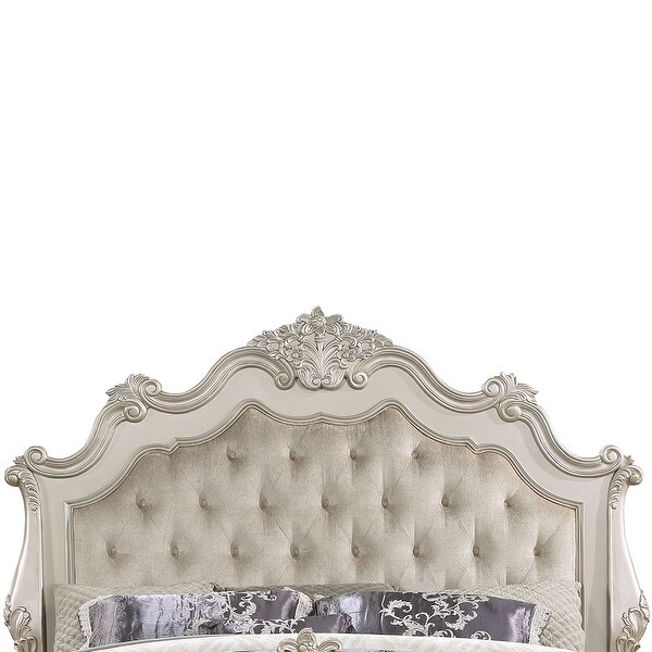 ACME Bently Queen Bed, Fabric & Champagne Finish - Bed Bath