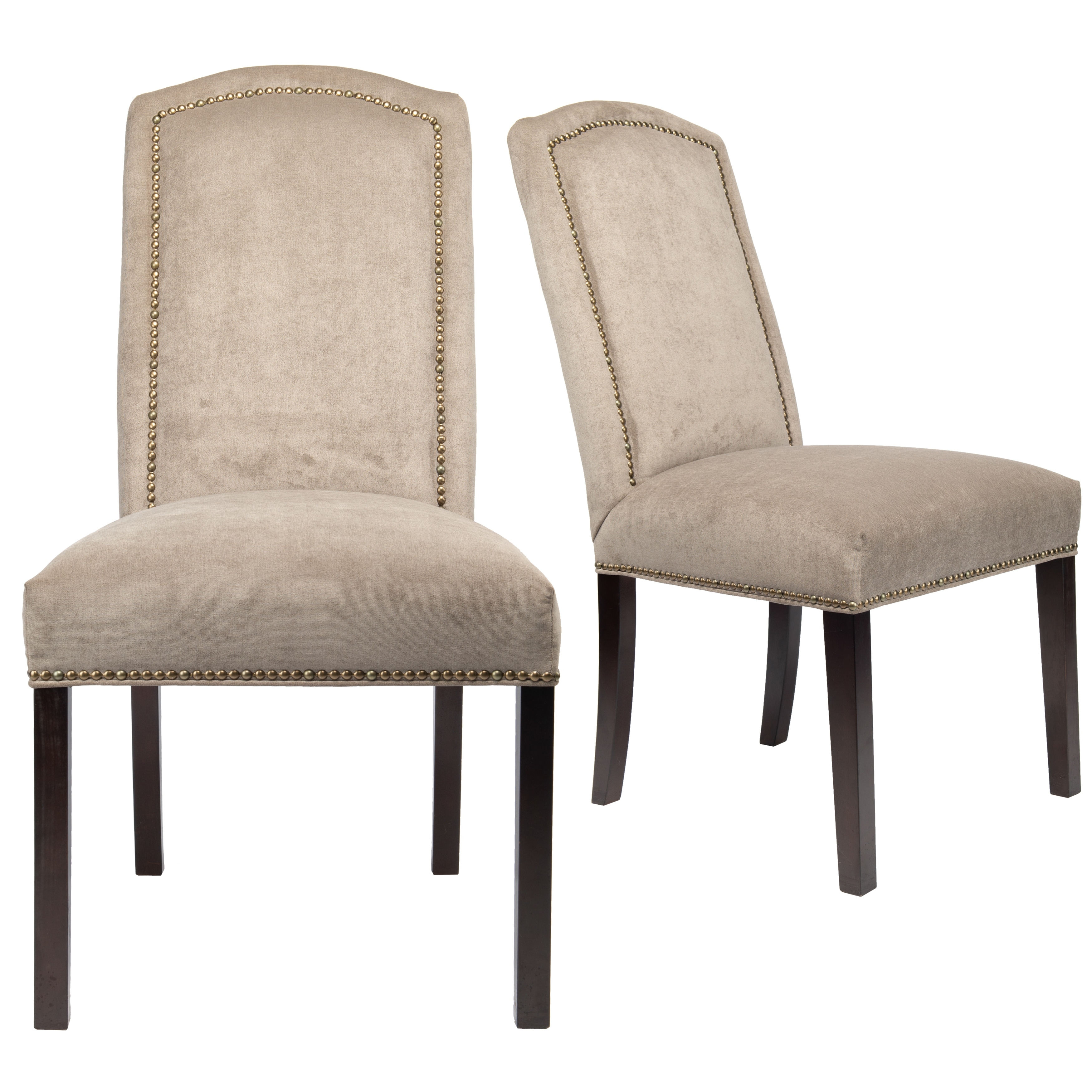 Beige dining 2025 chairs with nailheads