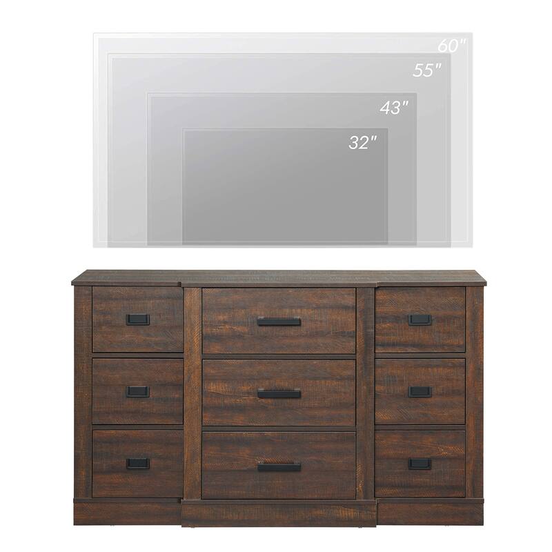 9 Dresser for Bedroom, 52.4" Mid Century Modern Dresser Furniture for Living Room, Hallway