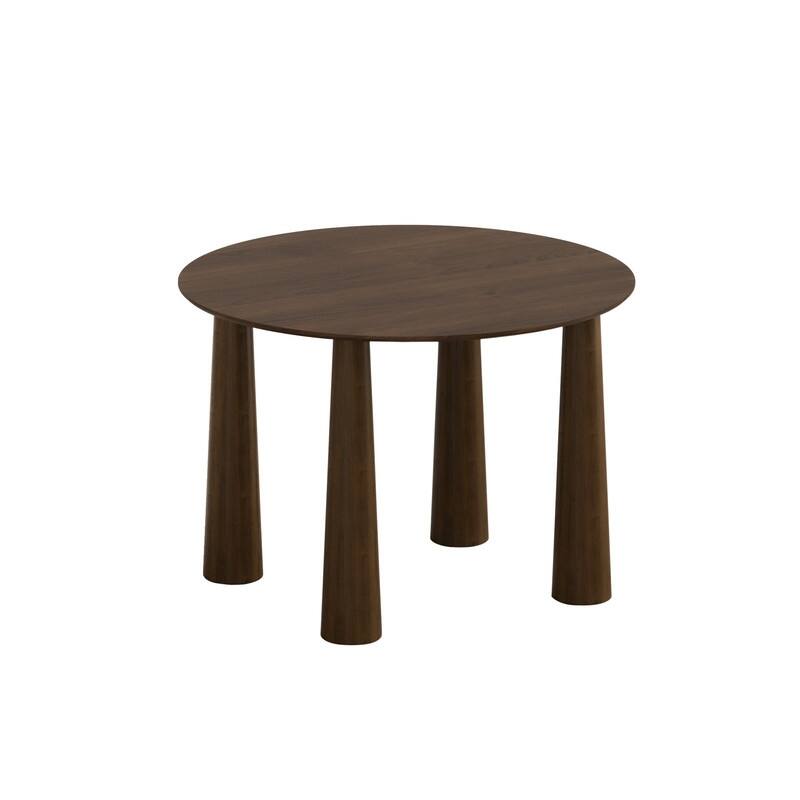 45" Round Dining Table Kitchen Table for 4 with Arc-Shaped Edge Top and 4 Tapered Legs for Living Room Dining Room Coffee Office