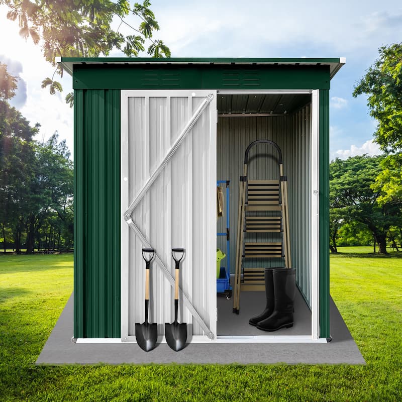 Metal garden sheds 5ft×4ft outdoor storage sheds Brown + Black