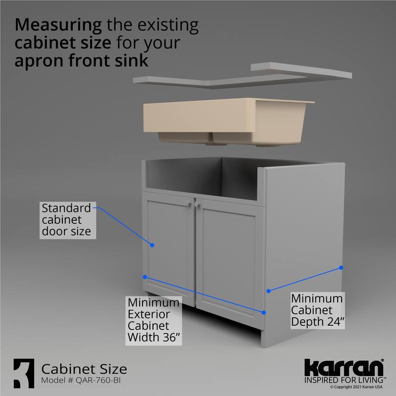 Karran Retrofit Farmhouse Quartz 34 in. Double Bowl 60/40 Sink Kit