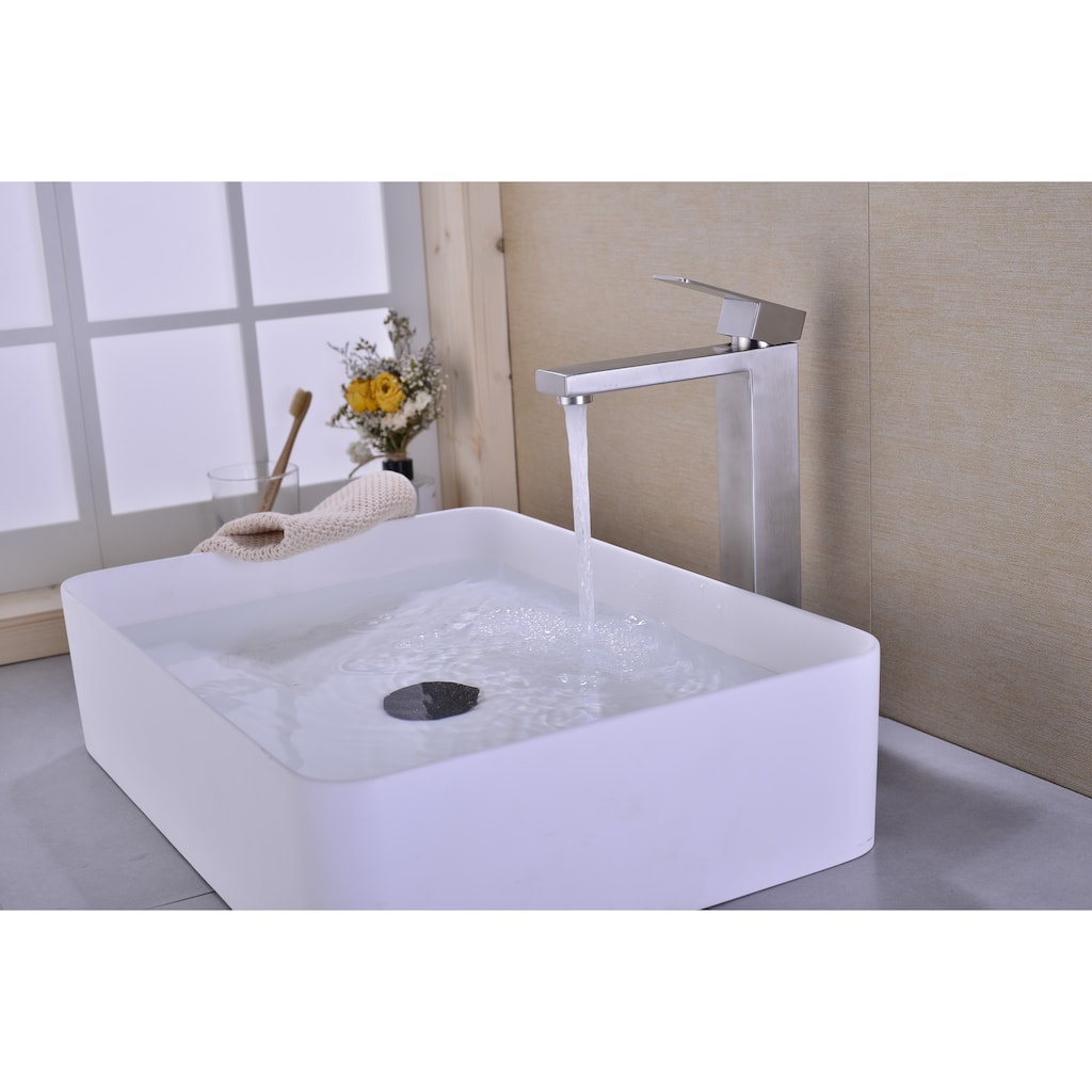 Bathroom Sink Single Handle Faucet with Pop Up Drain, No Overflow, Silent Splashback, Corrosion and Rust Resistant
