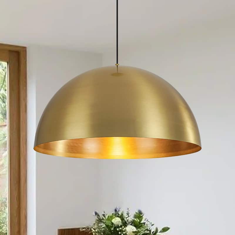 Mid-century 1-Light Metal Dome Single Pendant