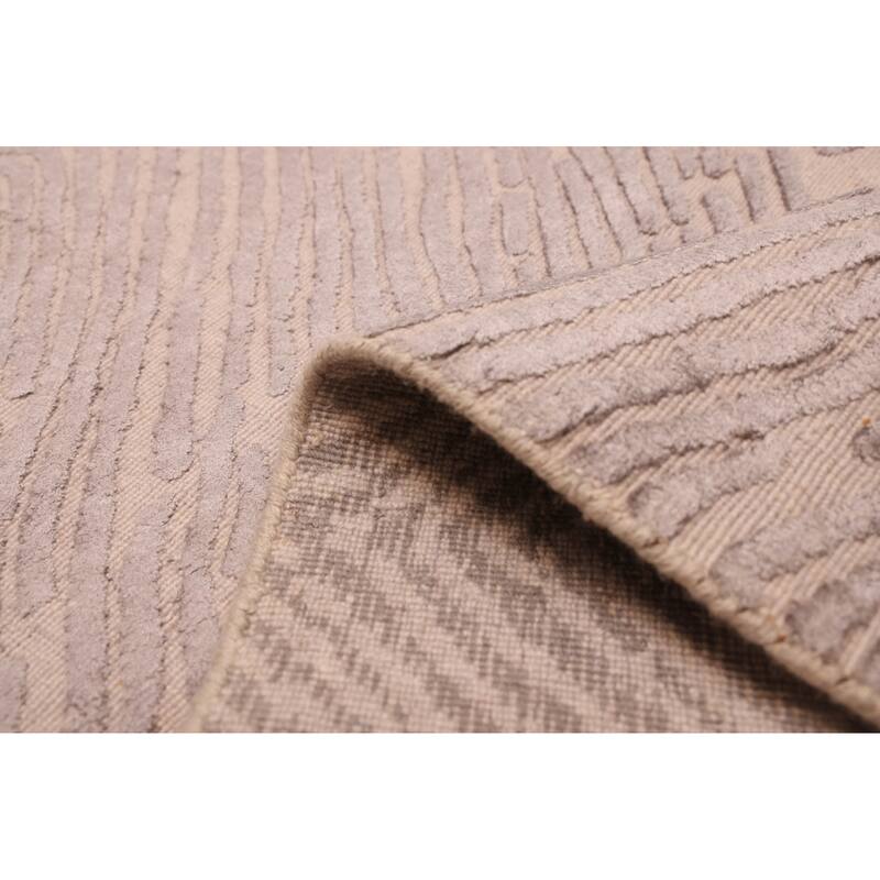 ECARPETGALLERY Hand Loomed Elysian Grey Viscose, Wool Rug - 6'8 x 9'11