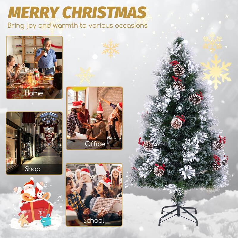 Gymax 5/6/7 FT Flocked Christmas Tree Artificial Xmas Tree