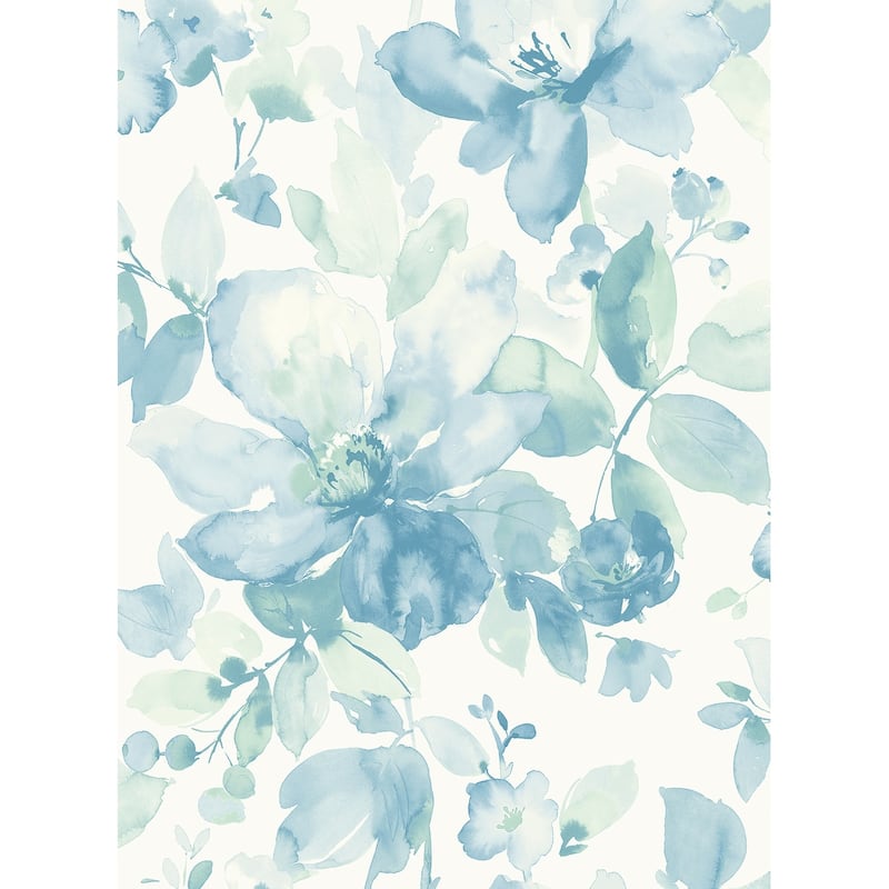 NextWall Watercolor Flower Peel and Stick Wallpaper - 20.5 in. W x 18 ft. L - Seaglass