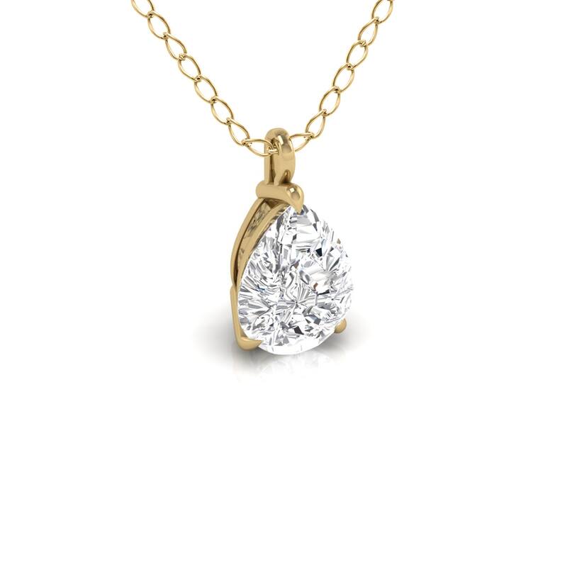 Marquee Lab Grown 1 Carat Pear Solitaire Diamond Pendant in 14K Yellow Gold