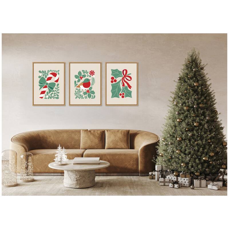 Kate and Laurel Sylvie Christmas Icons - 3 Piece Framed Canvas Art Set by Dominique Vari