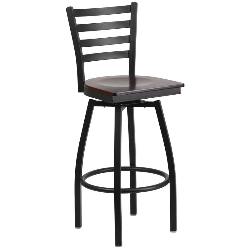 2 Pack Hercules Series Ladder Back Swivel Metal Barstool - 16.5"W x 20.5"D x 44.5"H - 16.5"W x 20.5"D x 44.5"H