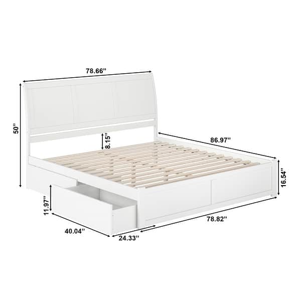dimension image slide 2 of 8, Portland Platform Bed with Footboard and Storage Drawers