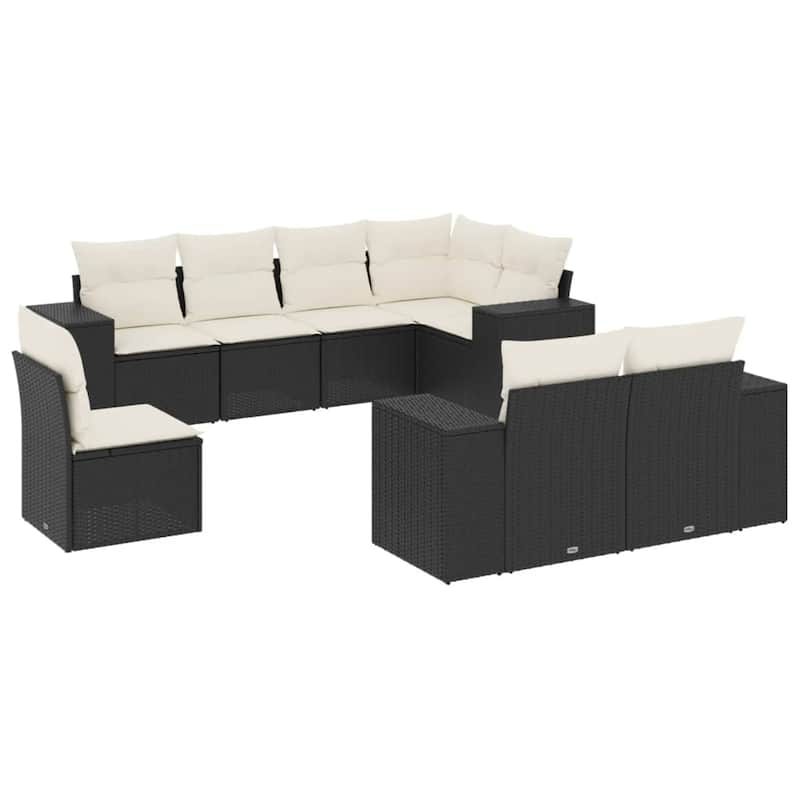 vidaXL Patio Sofa Set with Cushions Outdoor Conversation Furniture Poly Rattan