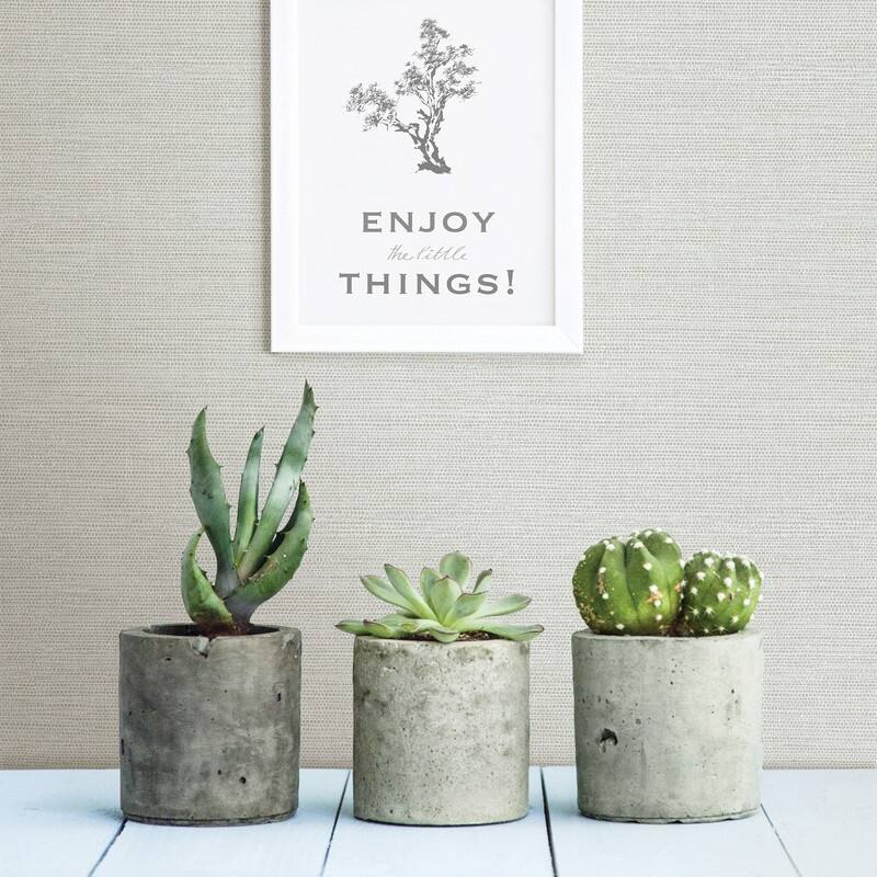 Brewster Bluestem Light Grey Grasscloth Wallpaper - 20.5in x 396in x 0.025in