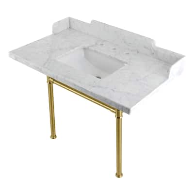 Kingston Brass LMS36M8SQ.ST Wesselman 36" Rectangular Marble,