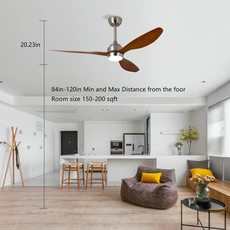 52" Ceiling Fan with Lights, Quiet DC Motor 3 ABS Blade Ceiling Fans, 6 Speed Levels, Reversible Ceiling Fan