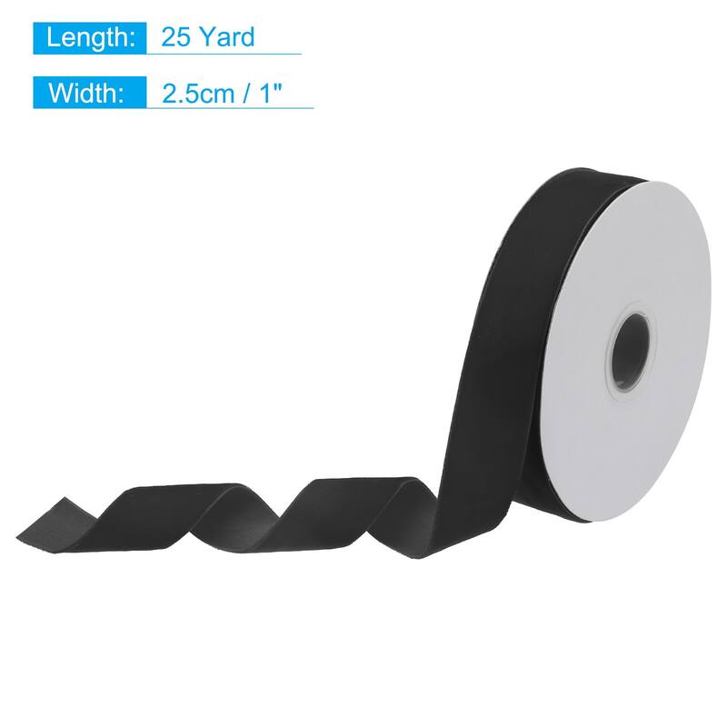 Velvet Ribbon Single Face Spool Silky for Gift Wrapping Bow Decoration - Black - 1 Inch x 25 Yard