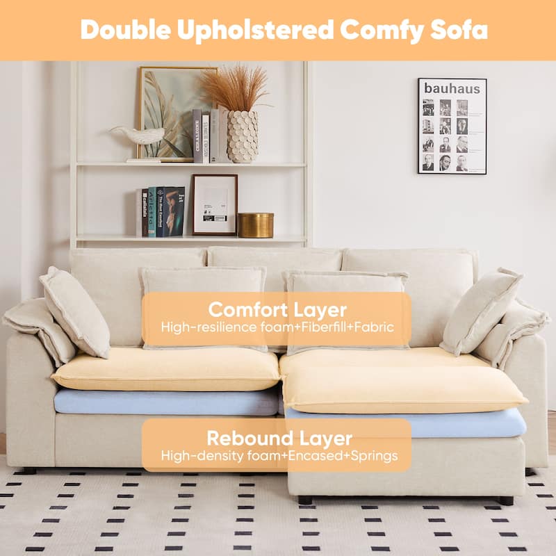 Pocassy 87" Sofa Cloud Couch with 4 Throw Pillows