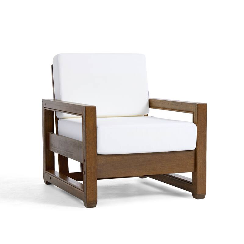 Patio Teak Wood Outdoor Arm Chair with Cushion