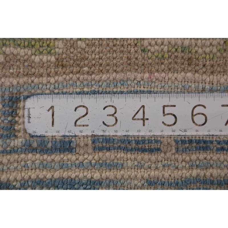 Hand Knotted Oriental 100% Wool Carpet Transitional Geometric Navy Blue & Blues Oushak Area Rug - 10' 10'' X 8' 3''