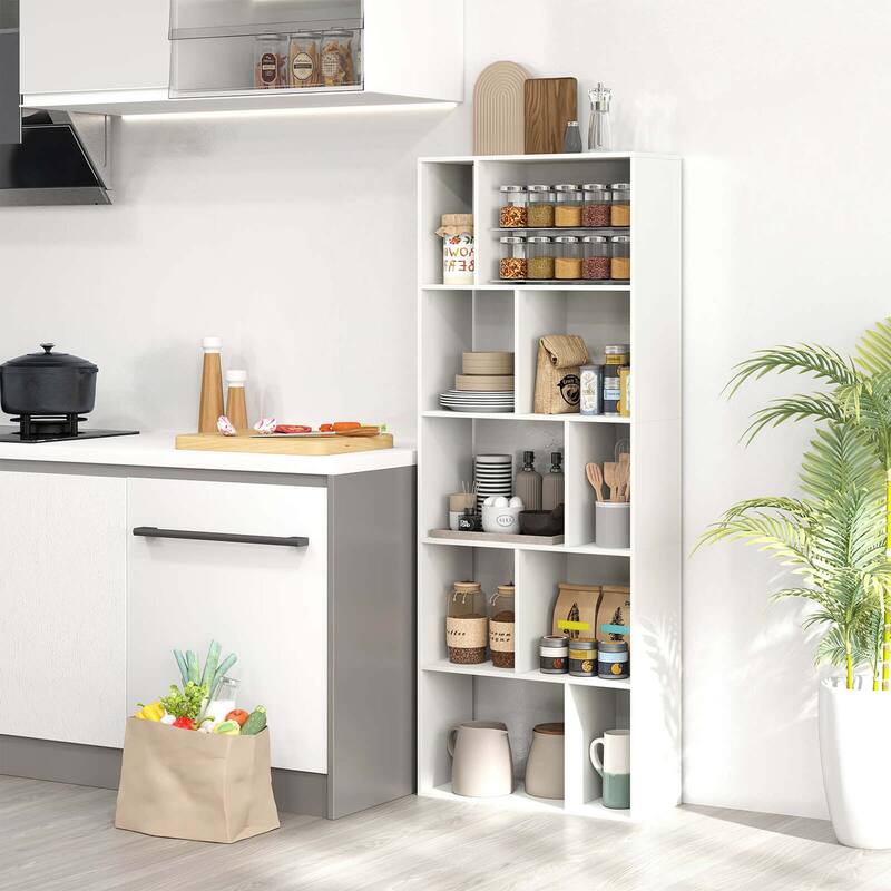 Costway 1/2 PCS 63" Tall Floor Standing Open Bookshelf with 10 Cubbies