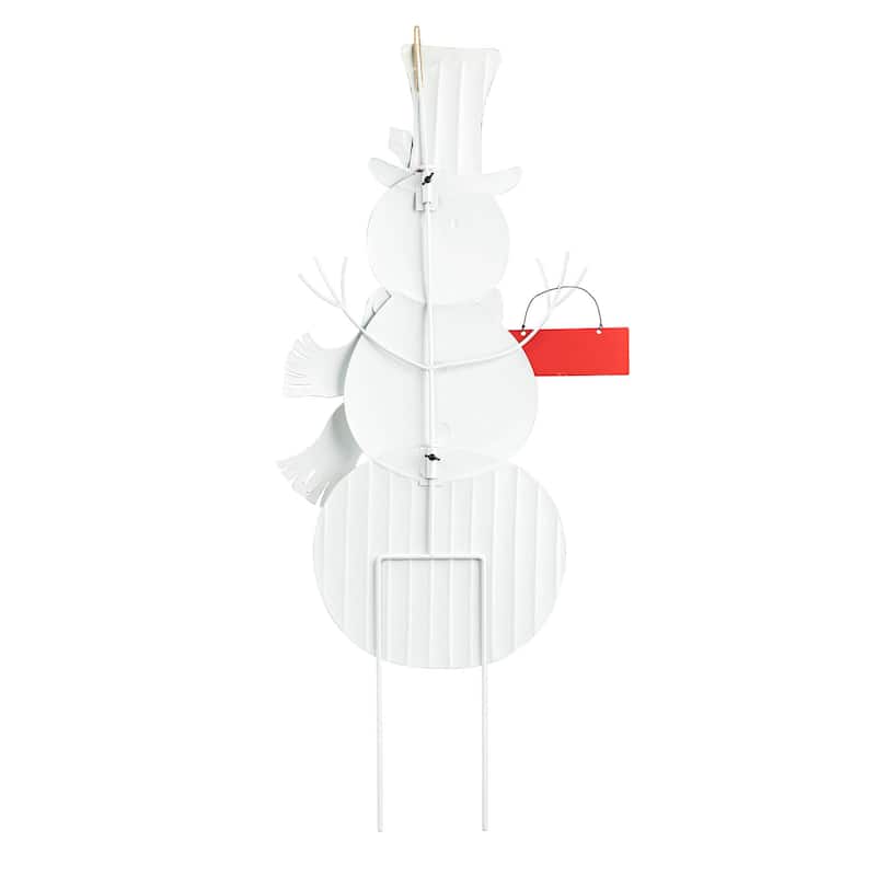 Glitzhome Christmas Metal Nutcraker Snowman Santa Garden Yard Stakes Wall Decor