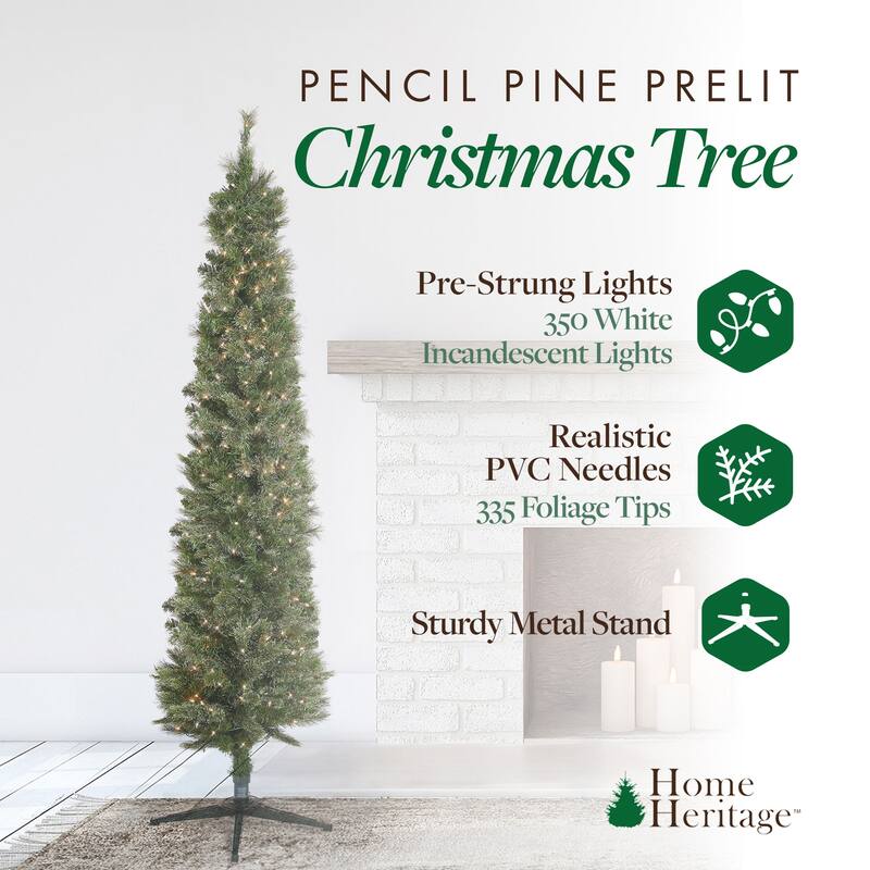 Home Heritage Rotating Tree Stand Base w/Stanley 7' Skinny Pencil Christmas Tree