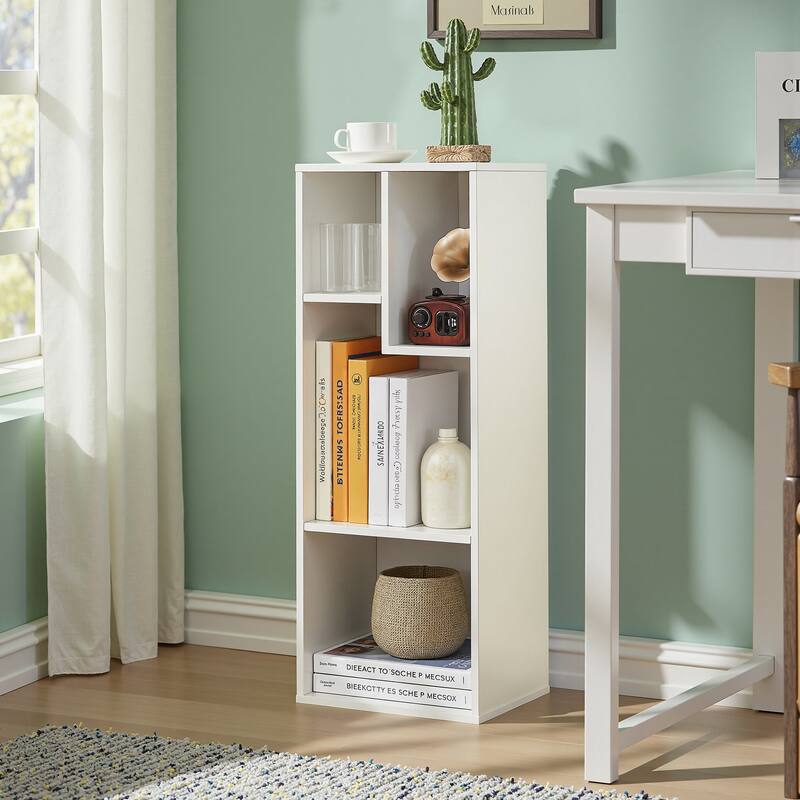 Javlergo Set of 2 Modern 4-Tier Bookshelves Asymmetric Storage Shelf Horizontal or Vertical Bookcase for Living Room Bedroom