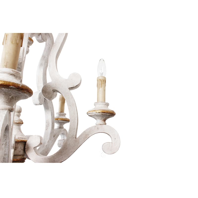 Cusp Barn Farmhouse Antique 5-Light Wood Candle Chandelier Empire Shabby Ceiling Light for Dining Room Entryway