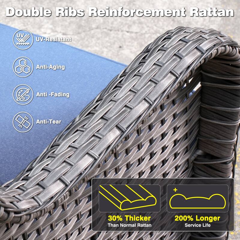 OVIOS 9-piece Patio Wicker Swivel Rocking Chair Set With Fire Pit